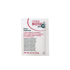 OMNi BiOTiC AB 10 dentro de un bolso de viaje, solución estable sin refrigeración