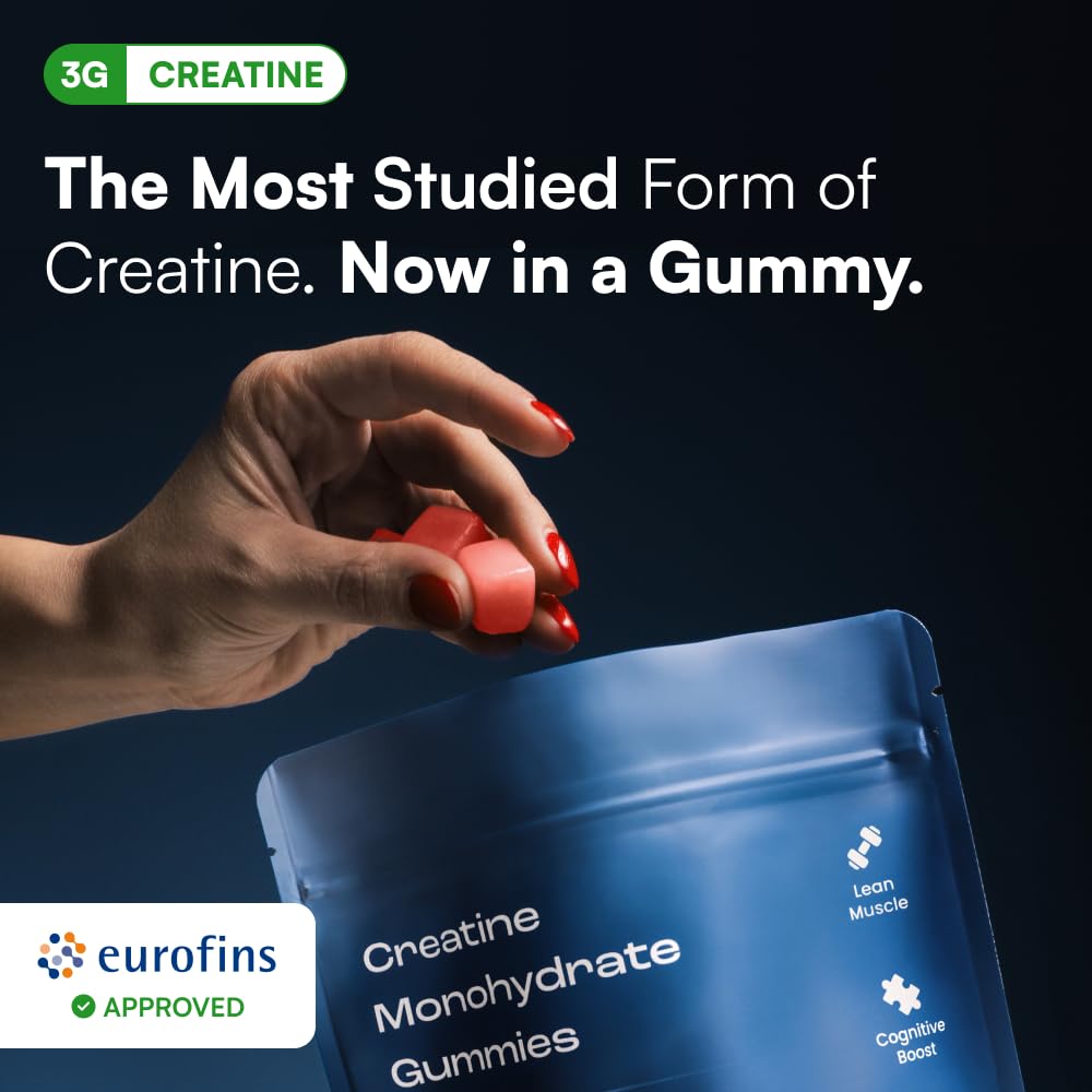 OMNI Creatine primer plano de gominolas resaltando textura masticable y atractiva sandía