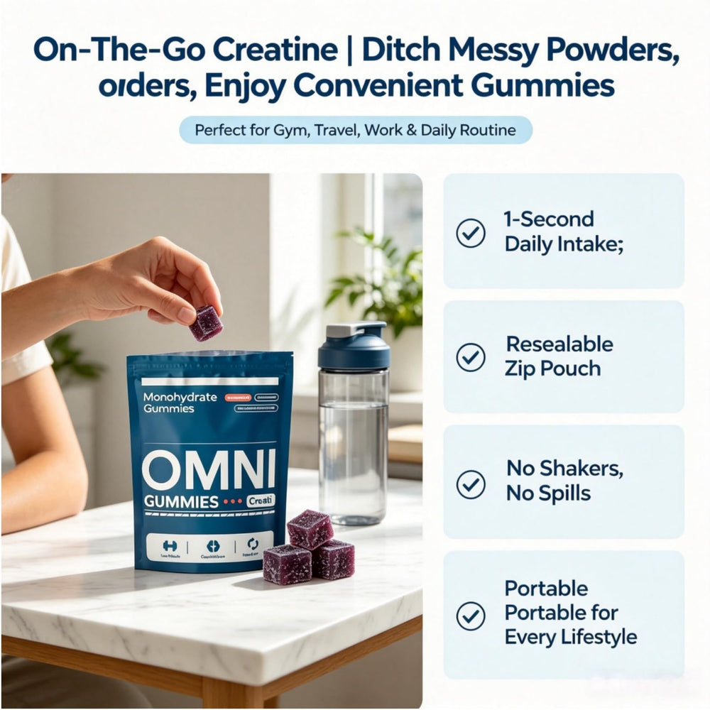 Comparación de tamaño de Omni Gummies junto a una moneda