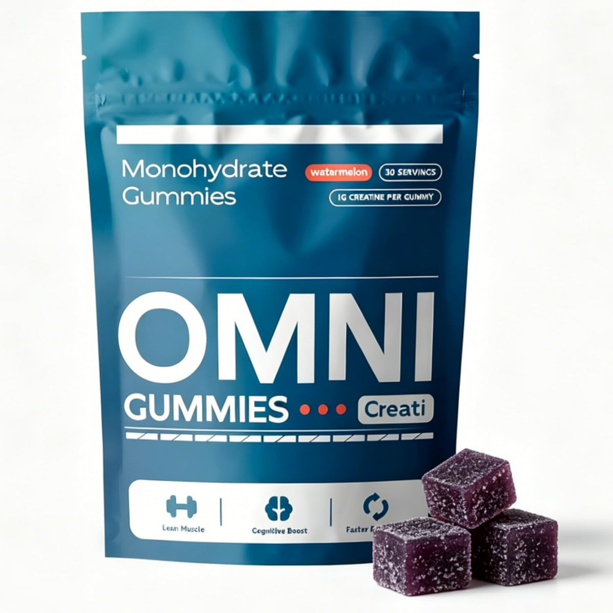 Omni Gummies empaque frontal mostrando diseño y beneficios