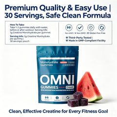 Omni Gummies junto a equipo de gimnasio para uso práctico