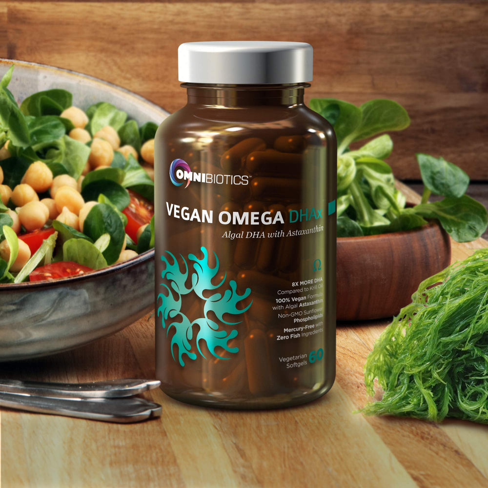 OmniBiotics junto a desayuno saludable enfatizando apoyo diario