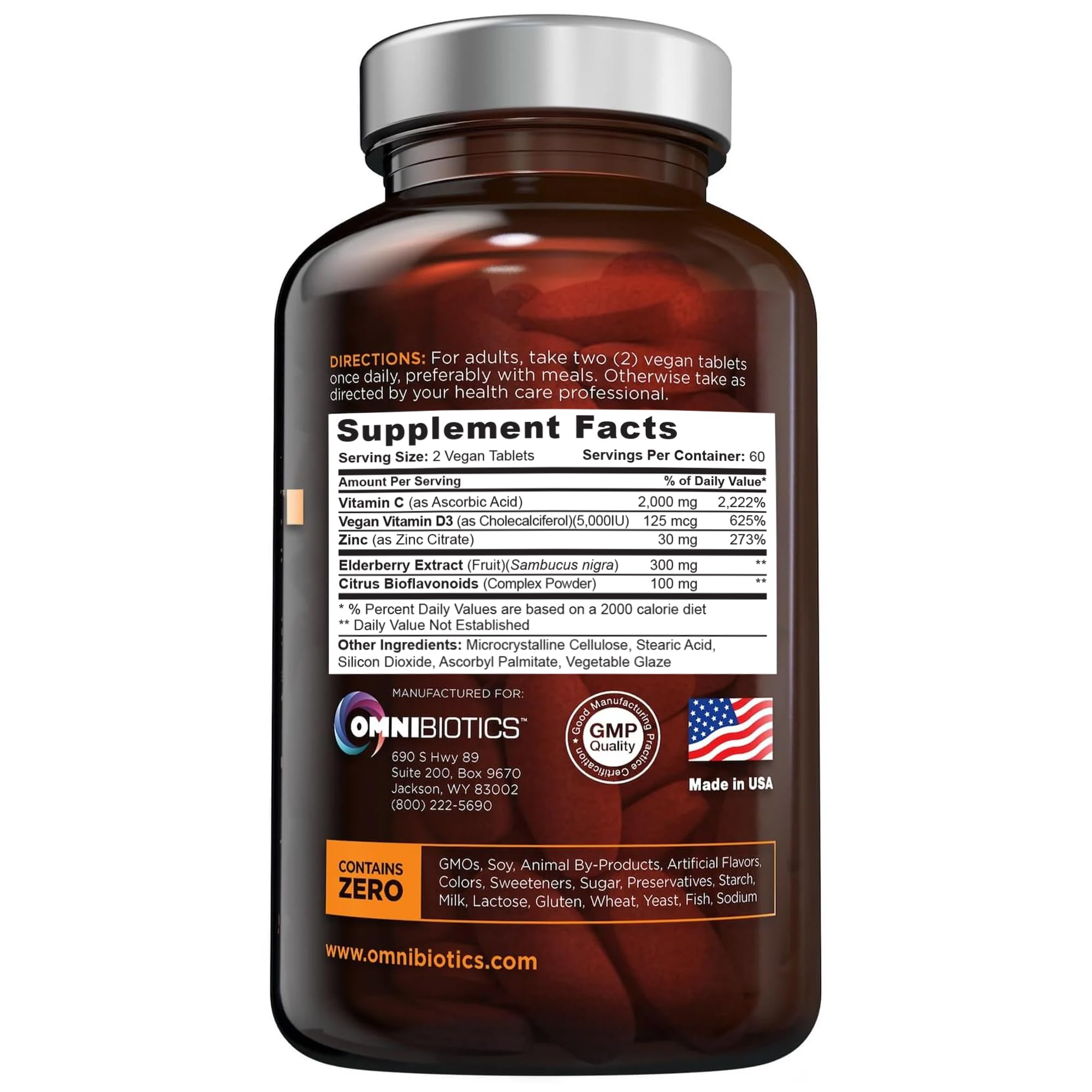 OmniBiotics presentación de 120 tabletas mostrando cantidad útil