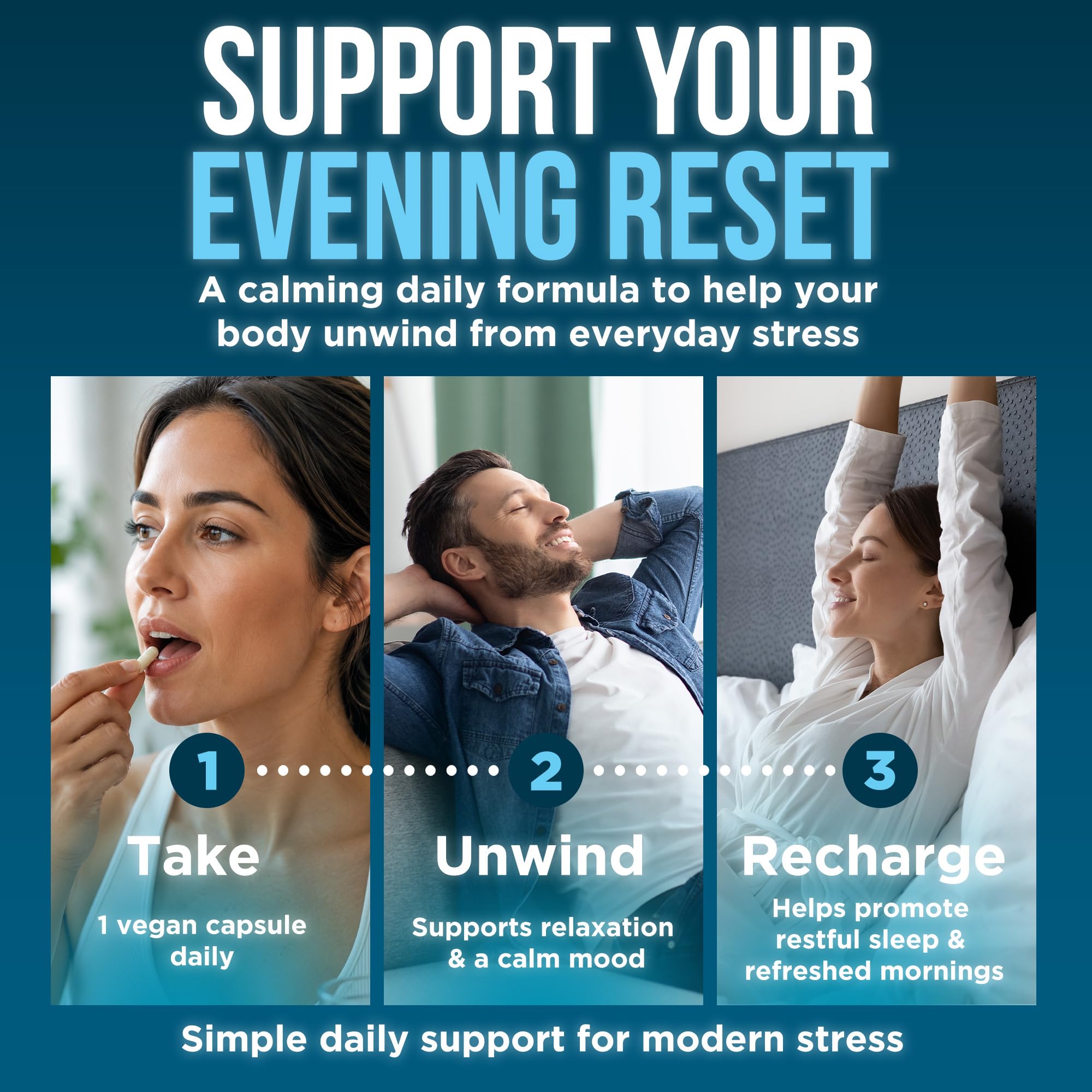 OmniBiotics producto en entorno relajante indicando apoyo al descanso