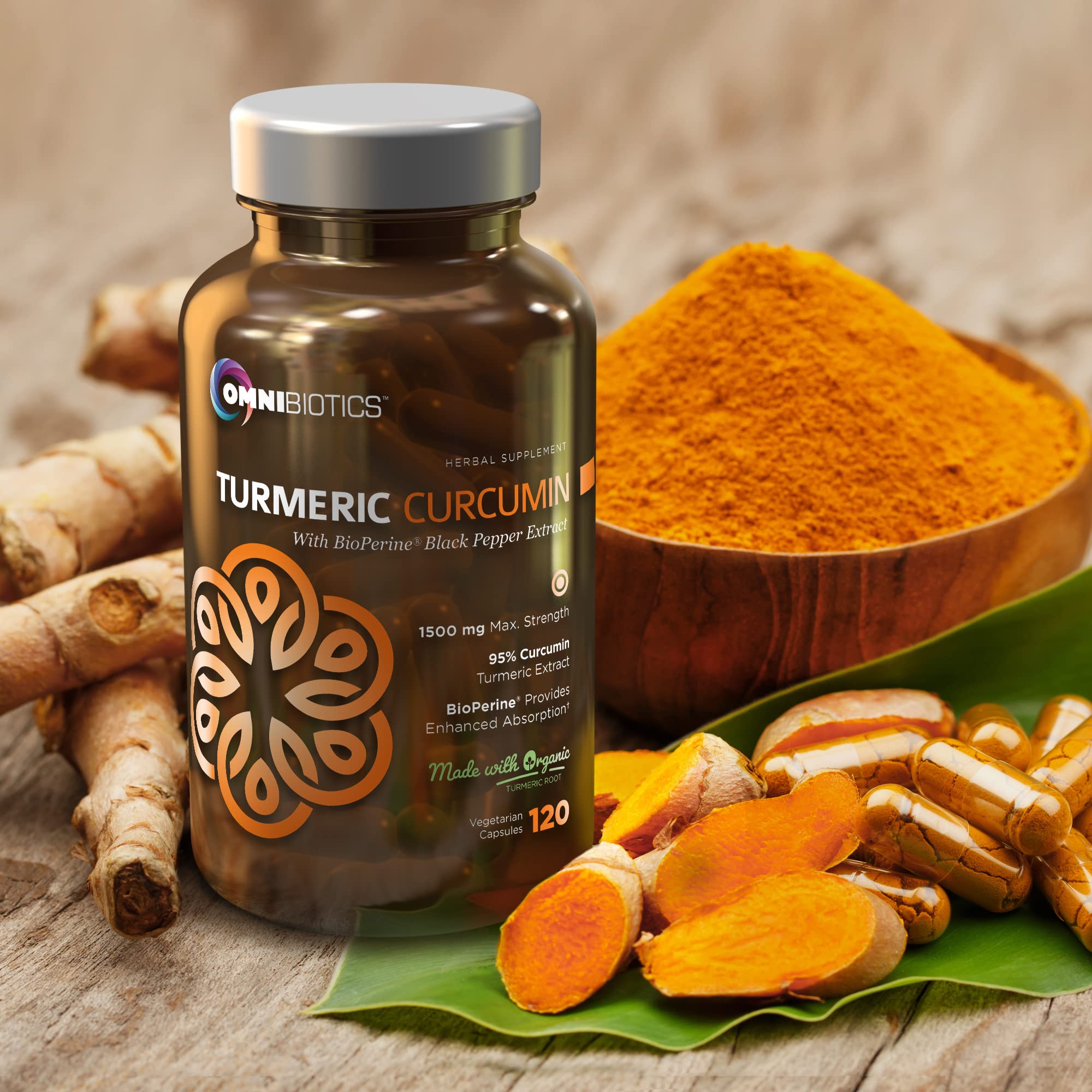OmniBiotics etiqueta detallada de BioPerine resaltando absorción superior