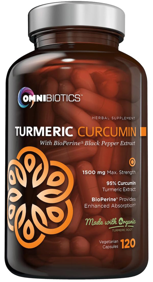 OmniBiotics frasco frente mostrando etiqueta clara y beneficios