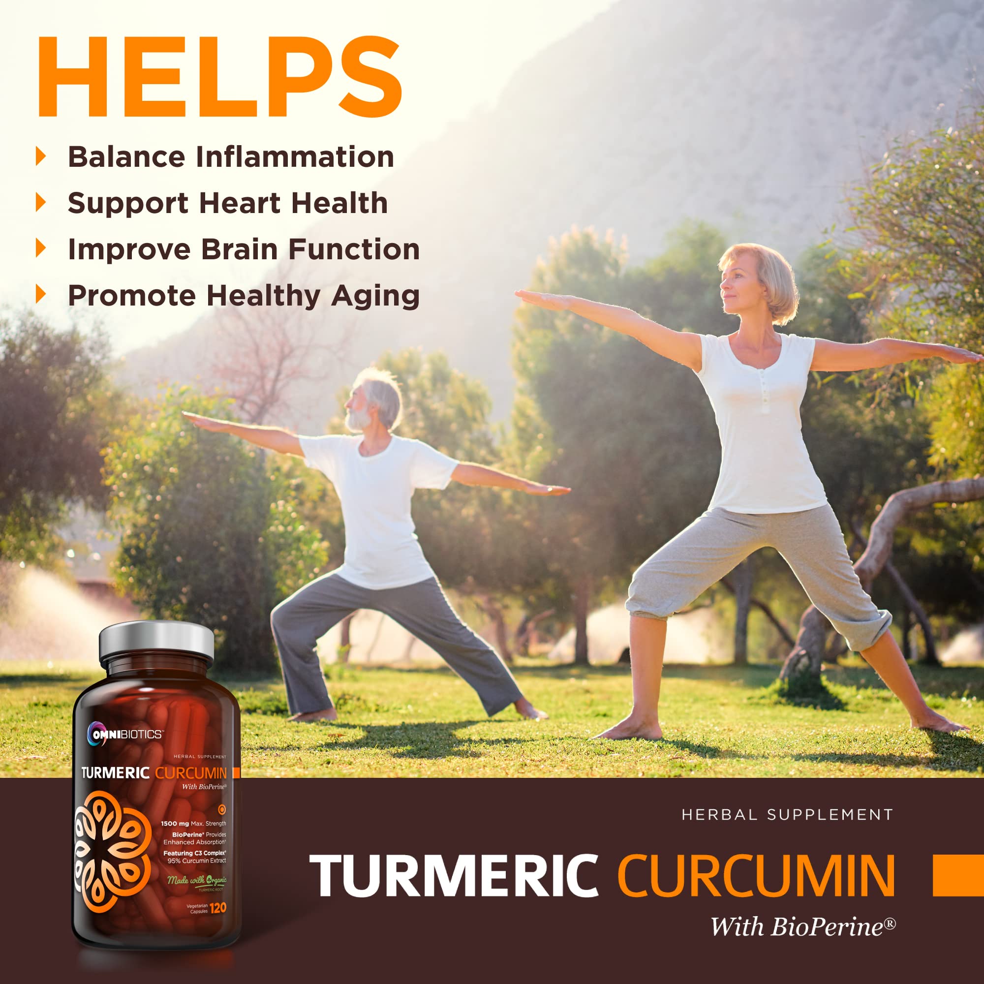 OmniBiotics polvo de cúrcuma y raíz orgánica con textura natural