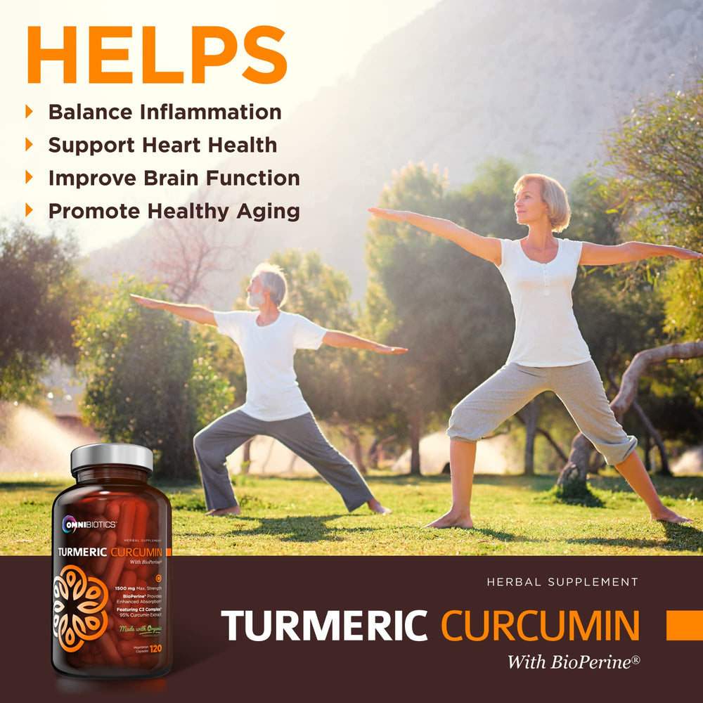 OmniBiotics polvo de cúrcuma y raíz orgánica con textura natural