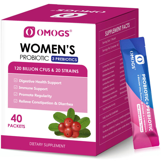OMOGS frente del empaque mostrando la caja y beneficios visibles