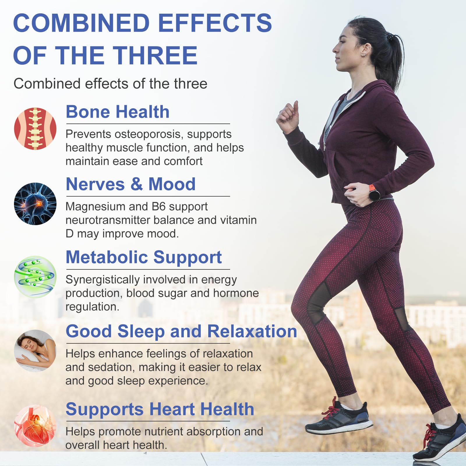 OMOGS ingredientes clave: magnesio glicinato, B6 y D3 para bienestar.