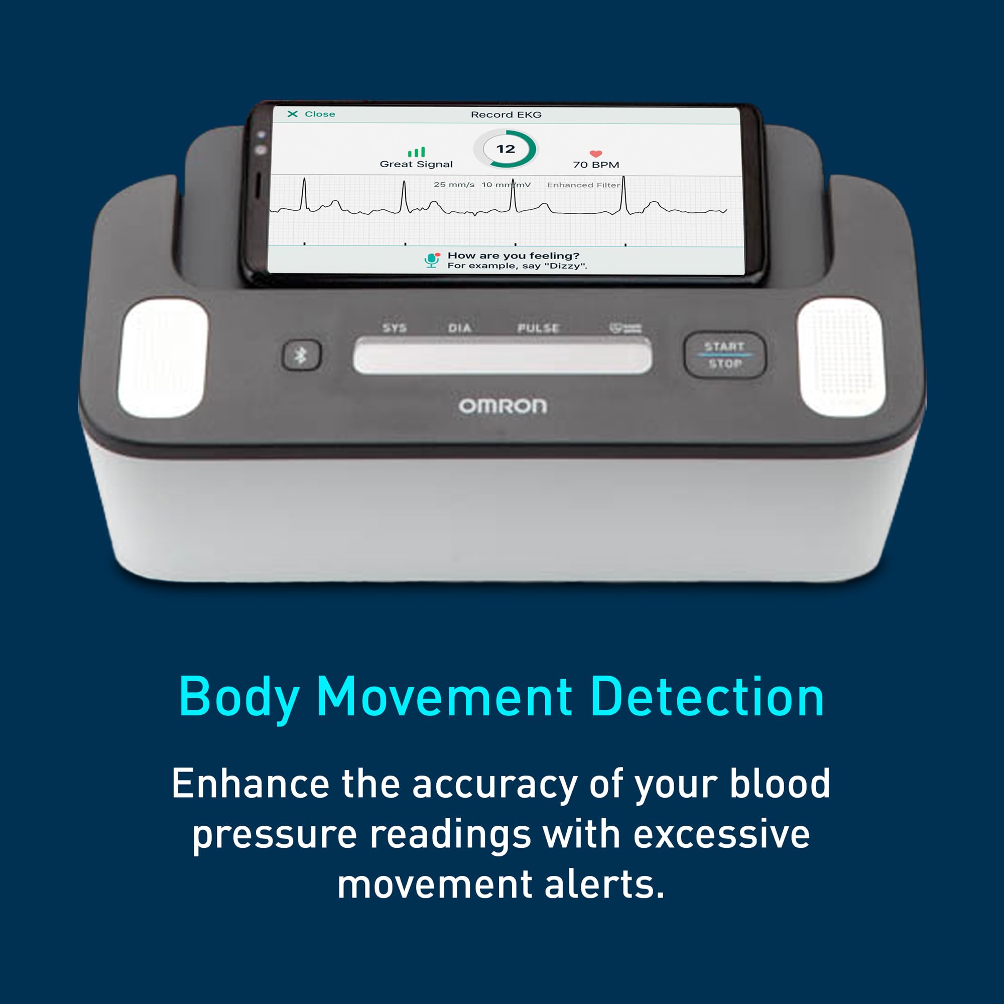 OMRON Complete monitor en uso sobre brazo de adulto para medición domiciliaria segura