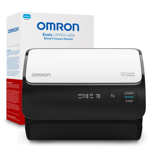 OMRON Evolv frontal mostrando diseño compacto y facilidad de uso