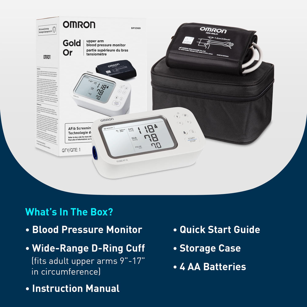 OMRON Gold usado en brazo de adulto, medición cómoda en el hogar