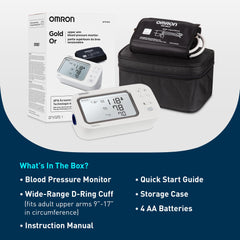 OMRON Gold usado en brazo de adulto, medición cómoda en el hogar