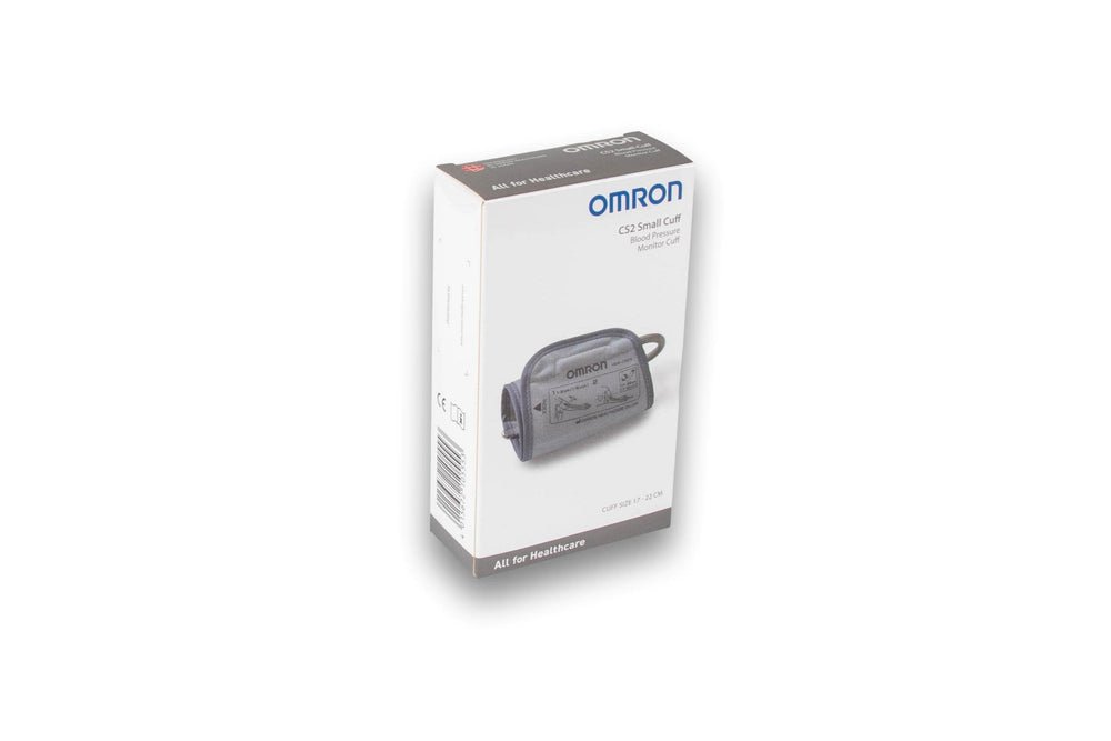 Comparación de tamaño Omron: manguito 17–22 cm claramente etiquetado