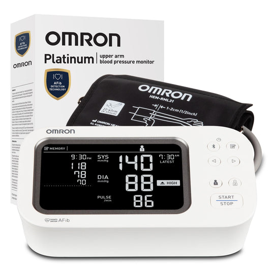 OMRON Platinum frontal del dispositivo mostrando diseño y fácil lectura