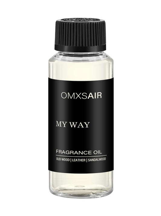 omxsair frasco frontal mostrando diseño premium y presencia de lujo