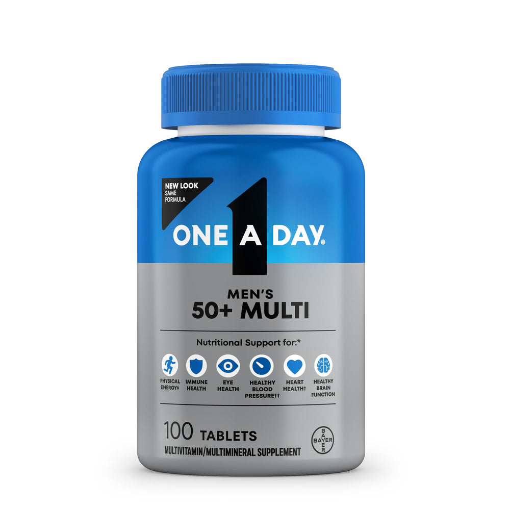 ONE A DAY caja frontal mostrando 100 tabletas y beneficios visibles