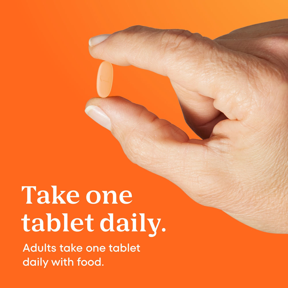 One A Day etiqueta nutricional legible mostrando niveles de nutrientes