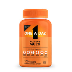 ONE A DAY frente del empaque mostrando 200 tabletas y beneficios