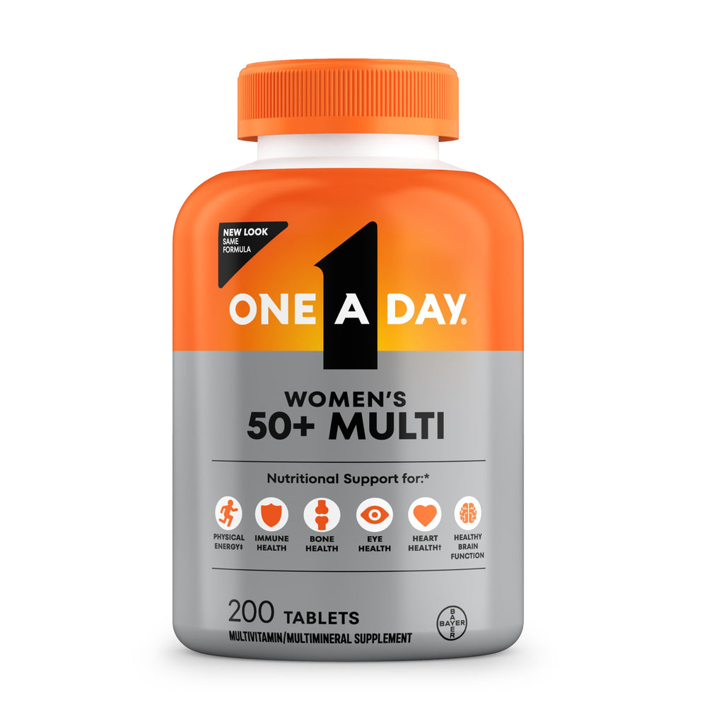 ONE A DAY envase frontal mostrando multivitamínico para mujer 50+ y beneficio diario