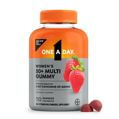ONE A DAY envase frontal de gomitas para mujeres 50+, visual claro y beneficio conveniencia