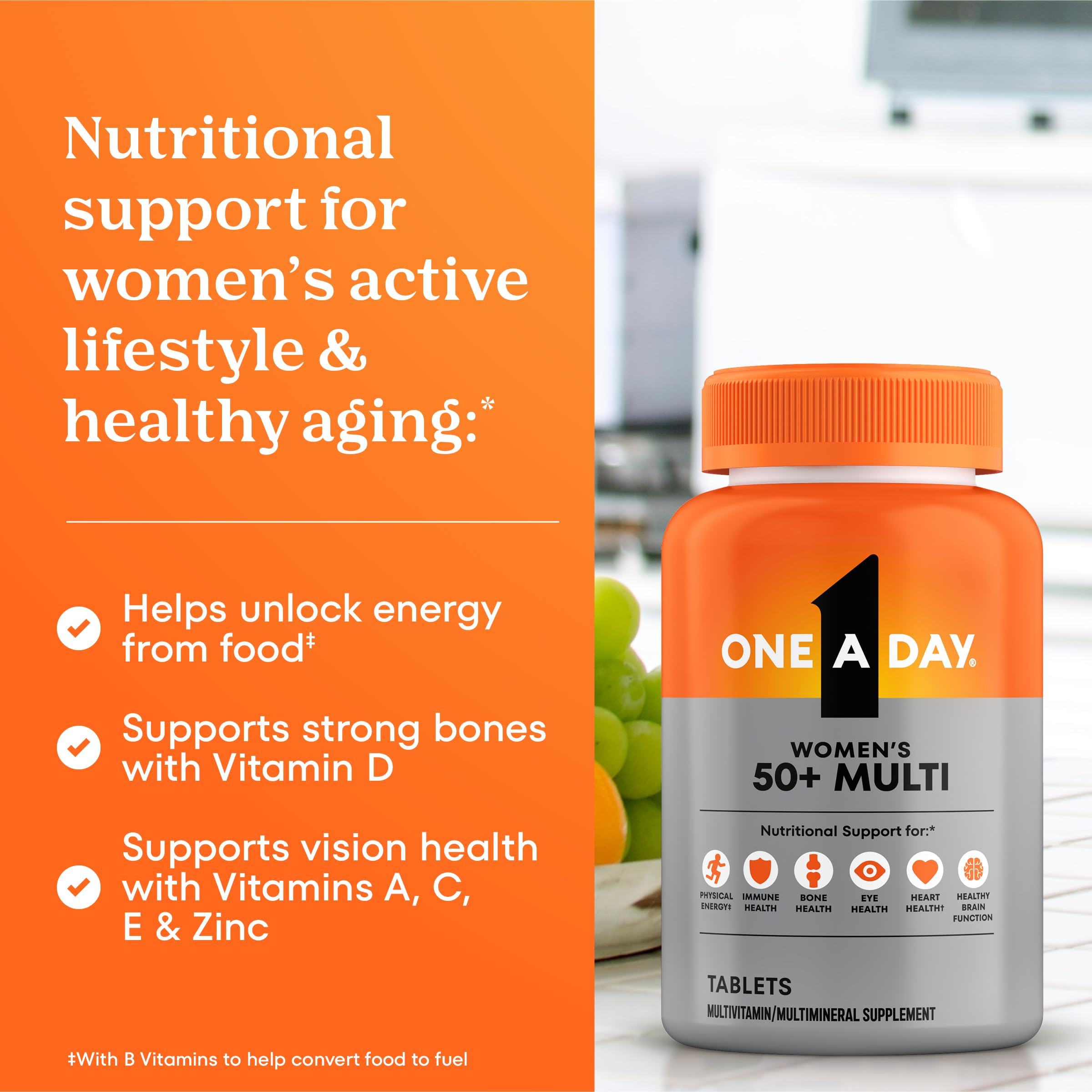 One A Day ingredientes clave como vitaminas D, B12 y zinc para bienestar