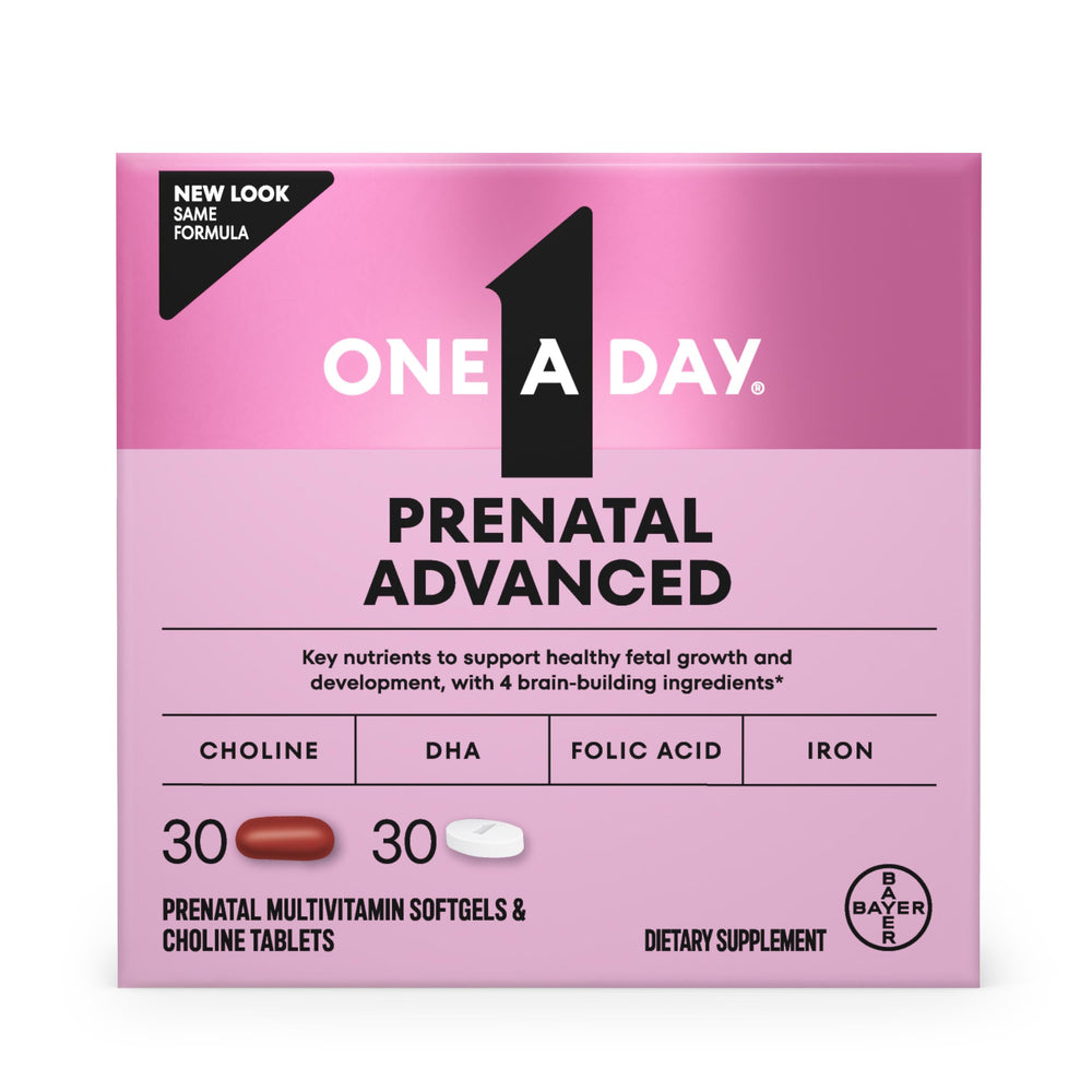 ONE A DAY empaque frontal mostrando la fórmula prenatal, confianza visual