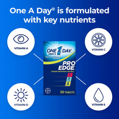 One A Day tableta en primer plano que destaca forma y fácil ingesta