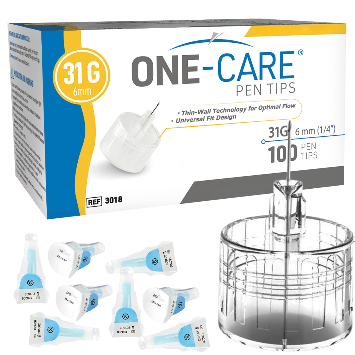 ONE-CARE frente de caja mostrando 100 unidades y ventaja de suministro