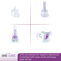 ONE-CARE punta montada en pluma ilustrando ajuste universal y uso fácil