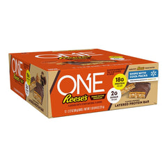 ONE REESE'S vista frontal del paquete mostrando 12 barras y conveniencia