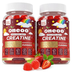 Oneoo frente del envase mostrando gomitas fresa y beneficios