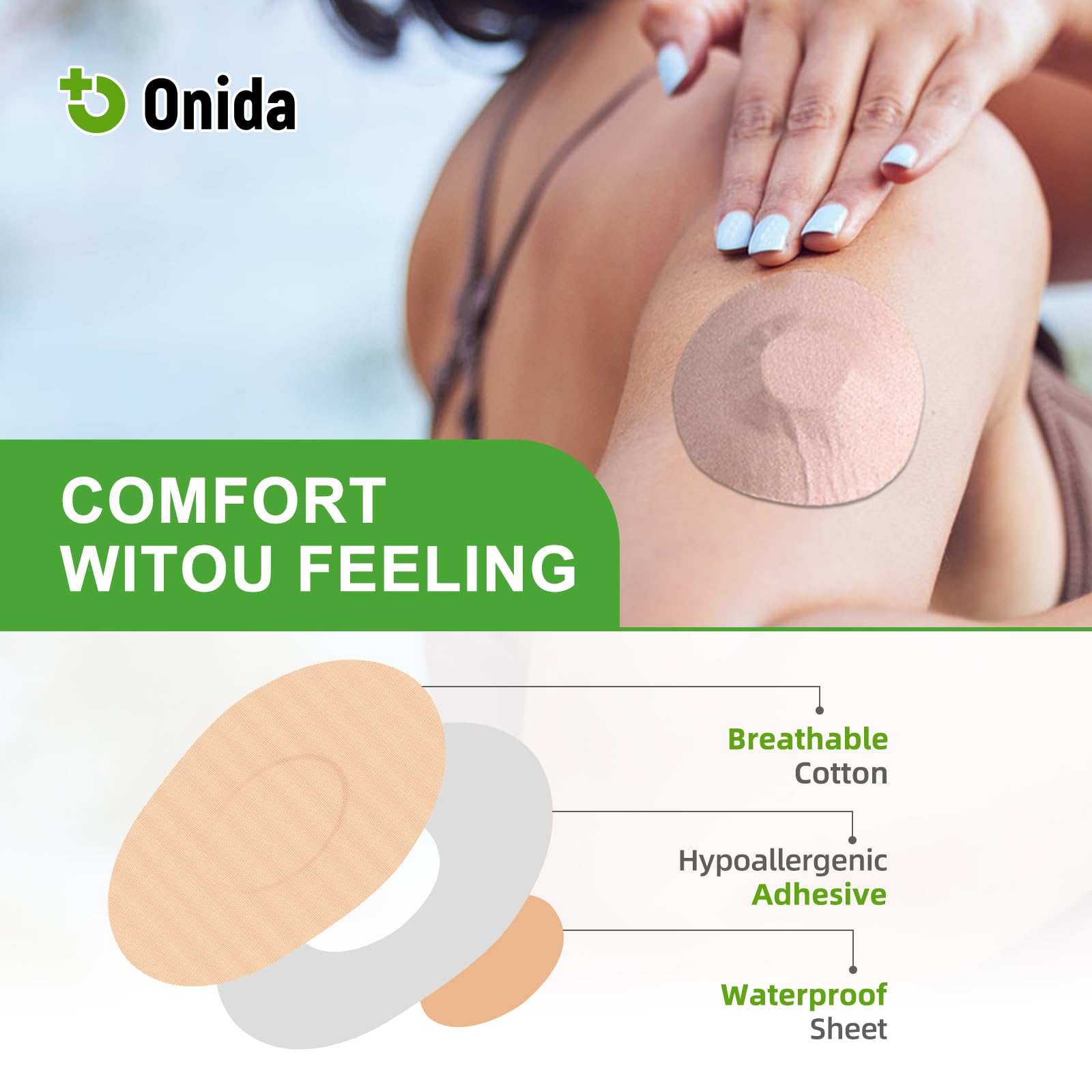 onida parche junto a sensor para comparar tamaño, ajuste preciso