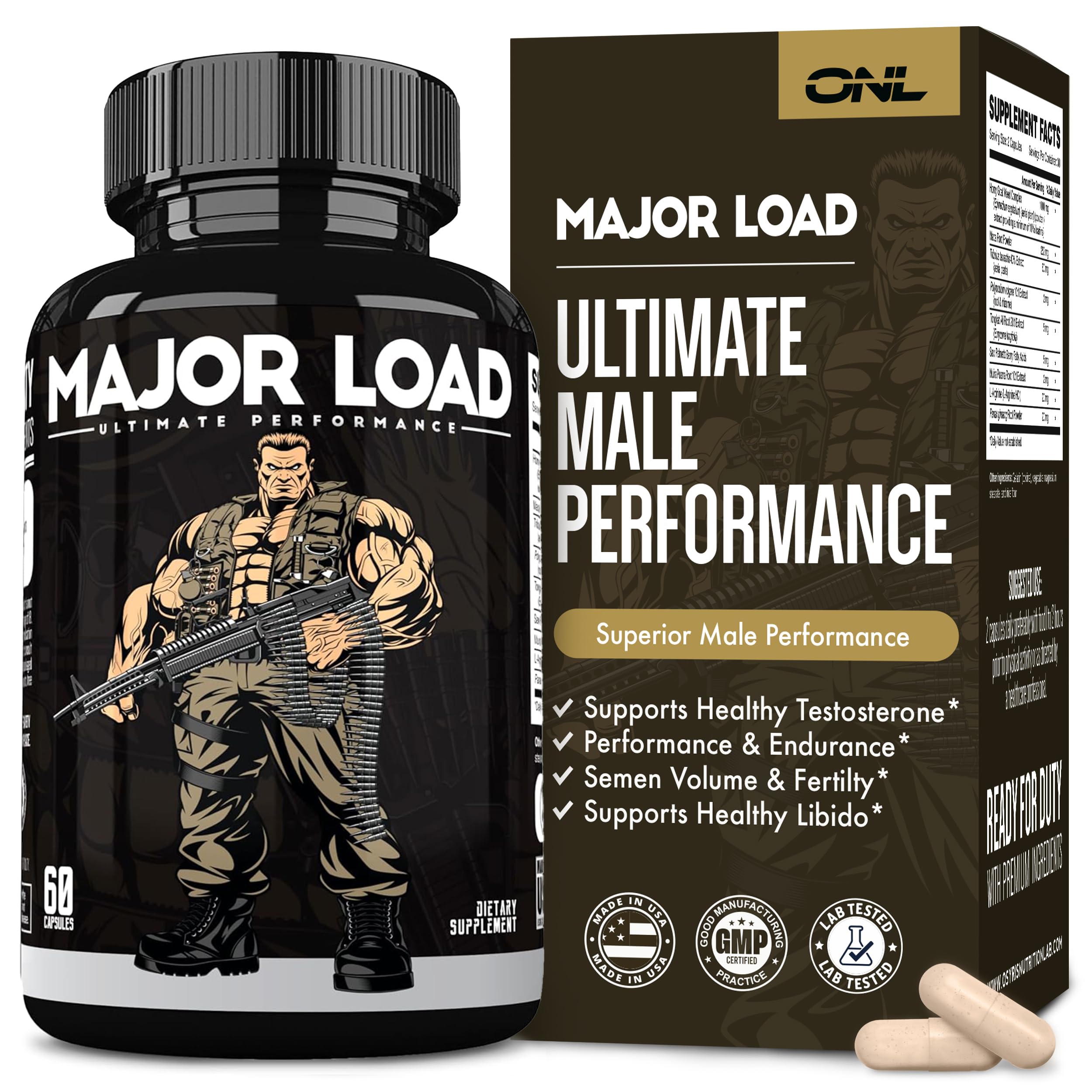 ONL Major Load frente del envase mostrando diseño y cantidad, confianza de marca