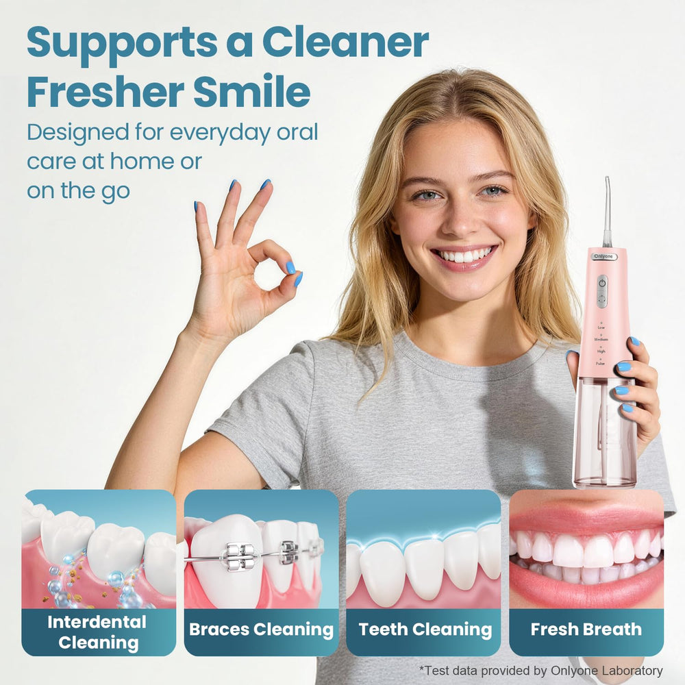 Onlyone en uso en lavabo mostrando limpieza interdental efectiva