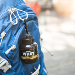 OnMyWhey portable protein funnel for quick mixing anywhere