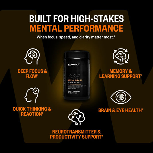 ONNIT Alpha BRAIN etiqueta lateral con información clara de ingredientes