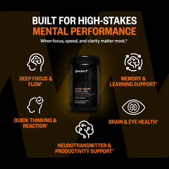 ONNIT Alpha BRAIN etiqueta lateral con información clara de ingredientes