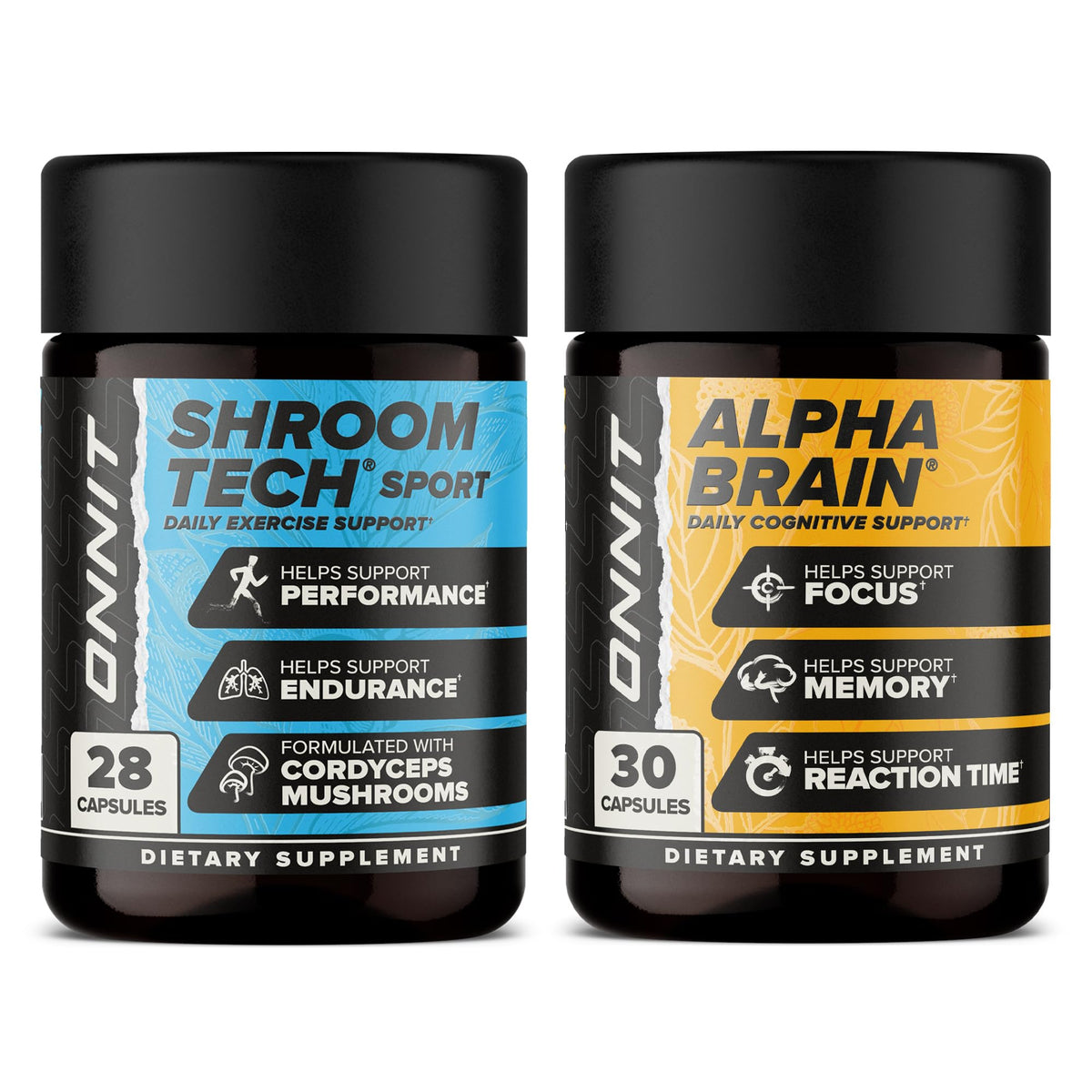 ONNIT Alpha Brain cápsulas: el envase muestra claridad mental y enfoque para tareas diarias.