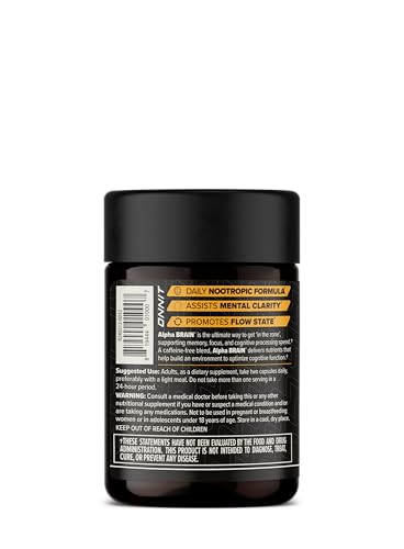ONNIT Alpha Brain etiqueta lateral: diseño limpio para una compra informada.