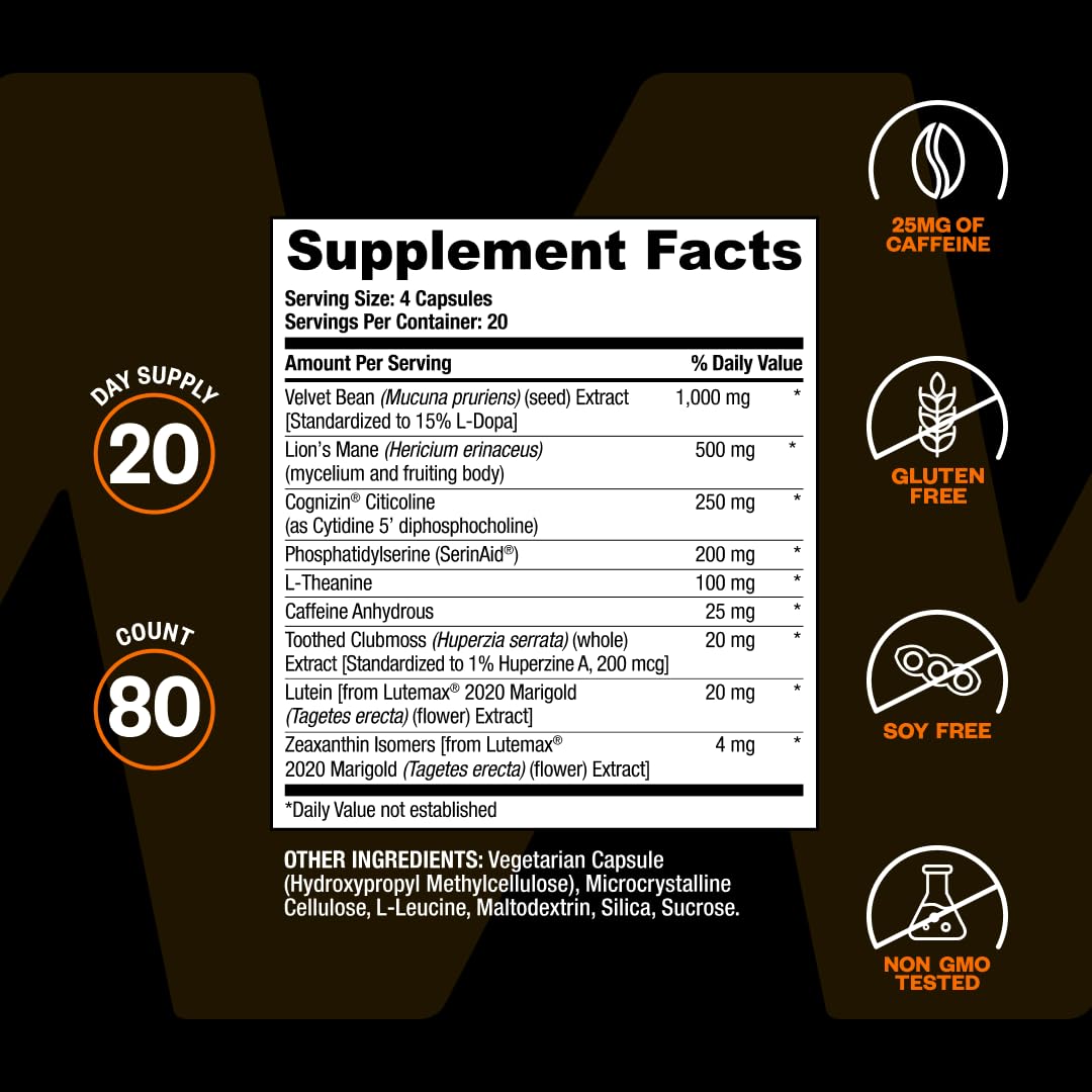 ONNIT Alpha BRAIN frasco abierto con cápsulas para ver contenido real