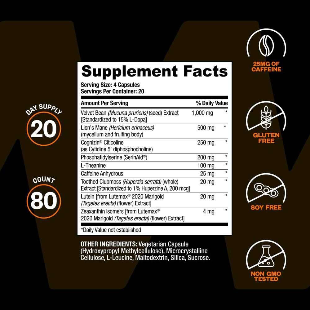 ONNIT Alpha BRAIN frasco abierto con cápsulas para ver contenido real