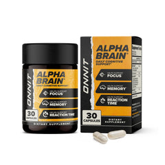 ONNIT Alpha Brain frontal mostrando envase y claridad del producto
