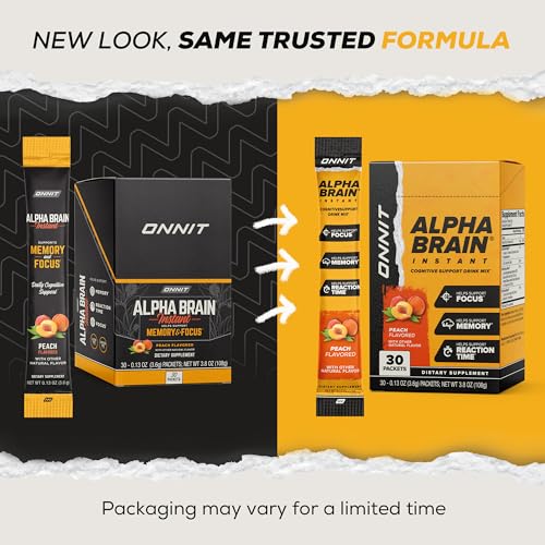 ONNIT Alpha Brain Instant, preparación en vaso, apoyo para concentración durante tareas.
