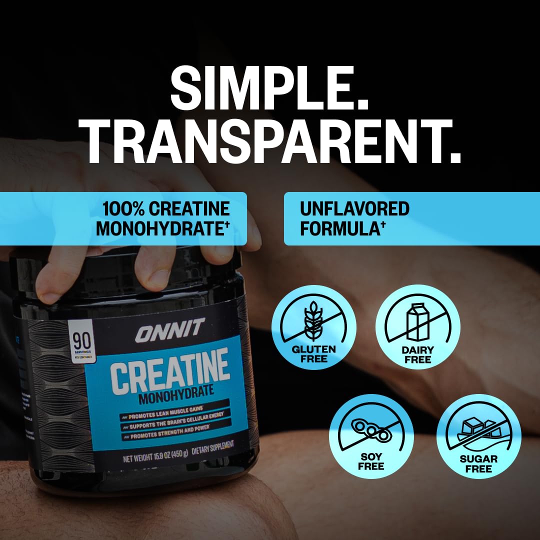 ONNIT etiqueta nutricional mostrando dosis y contenido puro de creatina