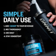 ONNIT creatina disuelta en agua, mezcla sin sabor y sin grumos