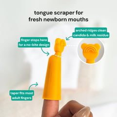 oogiebear detalle del raspador de lengua que elimina residuos facilmente