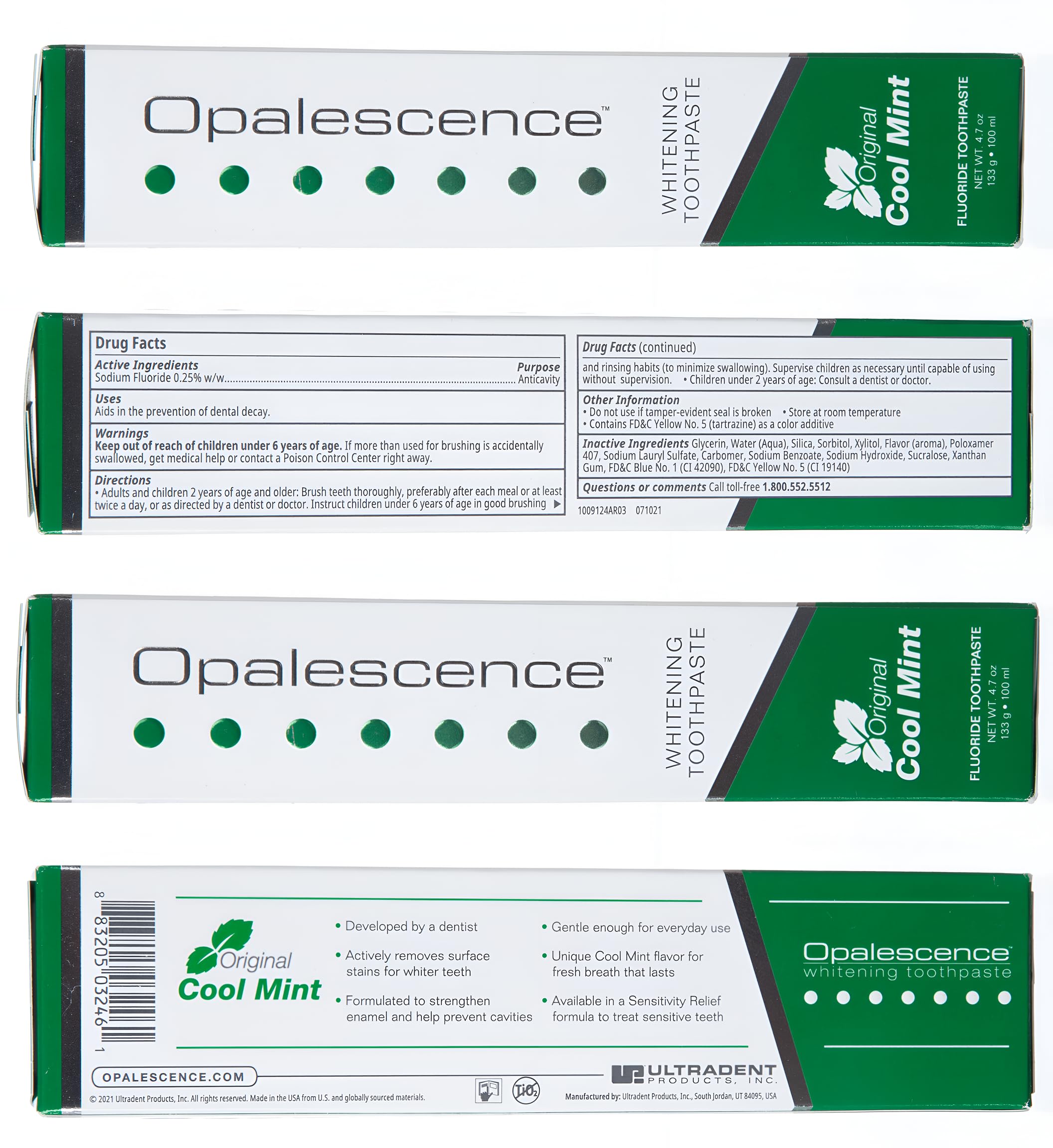 Opalescence comparación antes y después indicando mejora estética dental