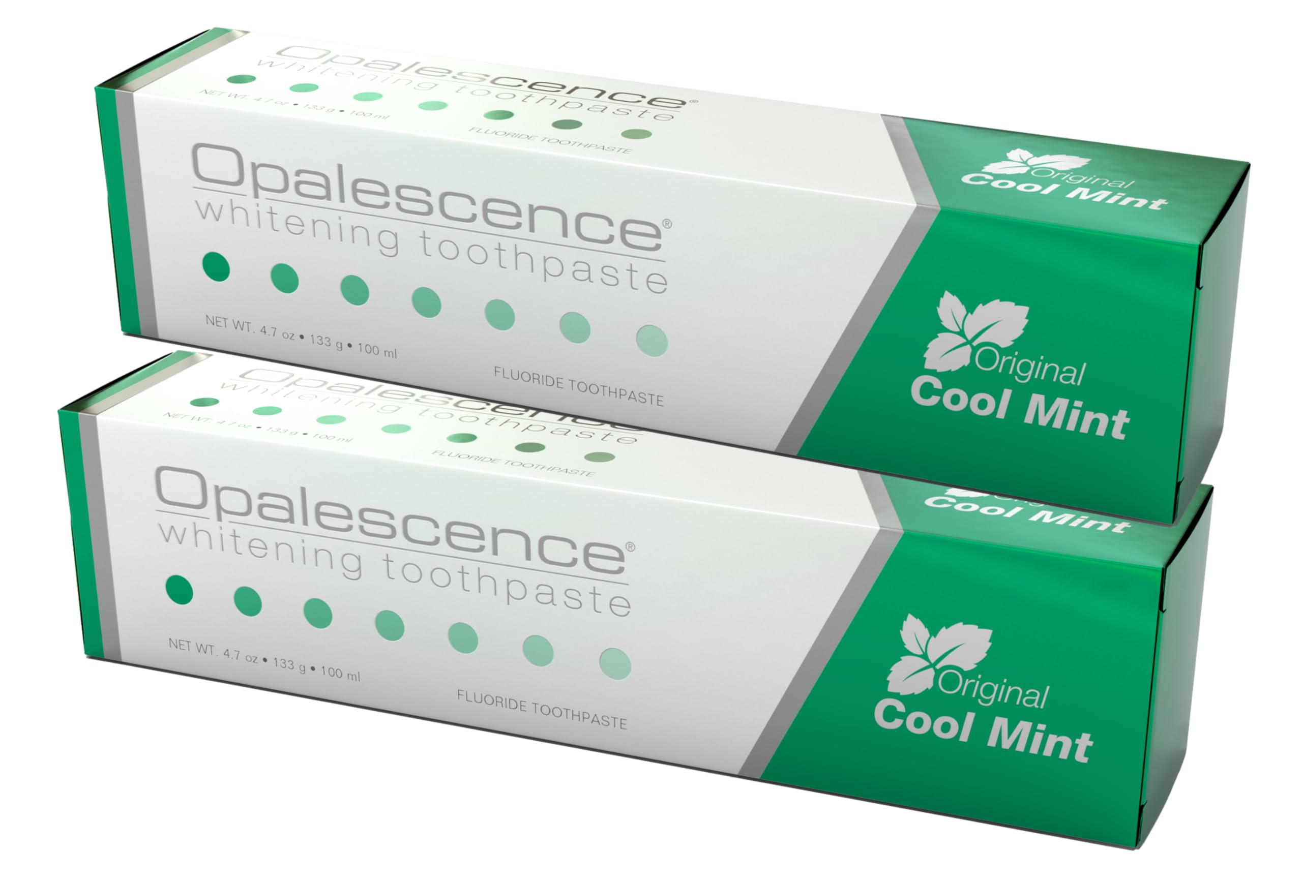 Opalescence pack de 2 tubos mostrando la marca y beneficio anticaries